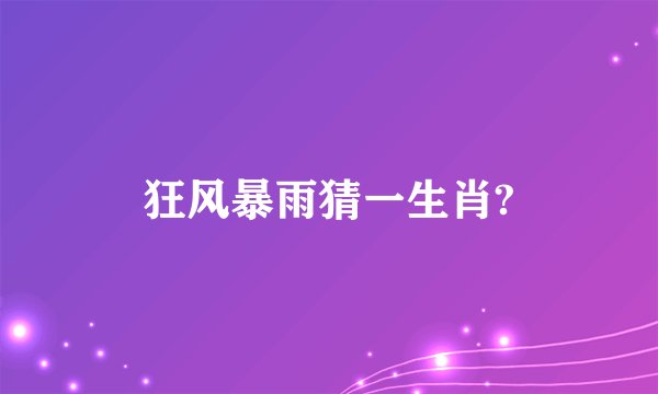 狂风暴雨猜一生肖?