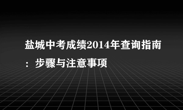 盐城中考成绩2014年查询指南：步骤与注意事项