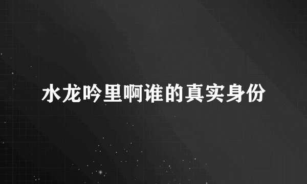 水龙吟里啊谁的真实身份