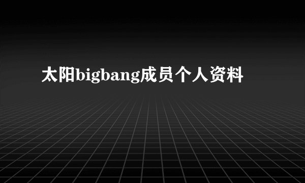 太阳bigbang成员个人资料