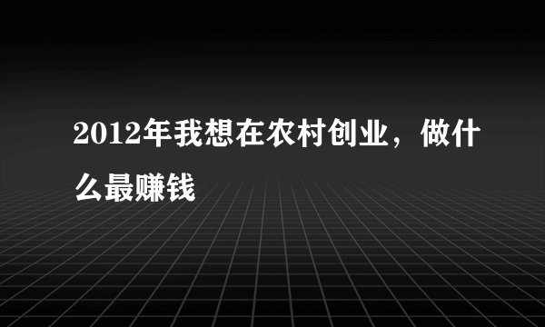2012年我想在农村创业，做什么最赚钱