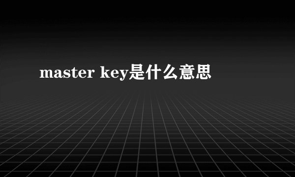 master key是什么意思