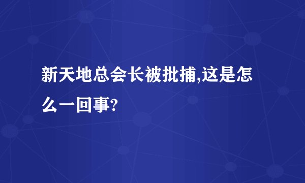 新天地总会长被批捕,这是怎么一回事?