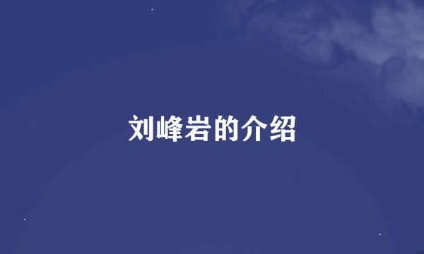 刘峰岩的介绍