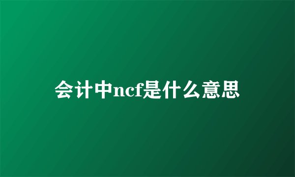 会计中ncf是什么意思
