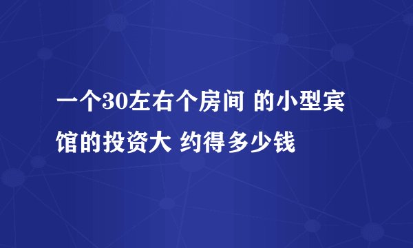 一个30左右个房间 的小型宾馆的投资大 约得多少钱
