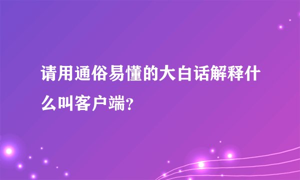 请用通俗易懂的大白话解释什么叫客户端？