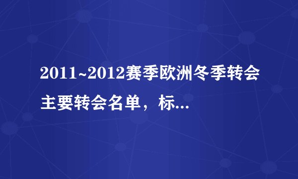 2011~2012赛季欧洲冬季转会主要转会名单，标明从什么球队转会到什么球队，多谢~