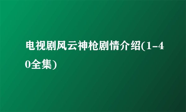 电视剧风云神枪剧情介绍(1-40全集)