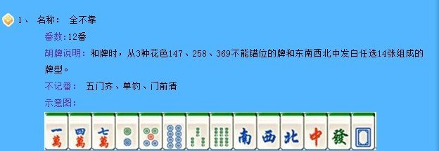 麻将中的十三不靠胡法是怎么样子的
