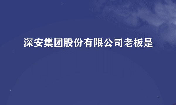 深安集团股份有限公司老板是