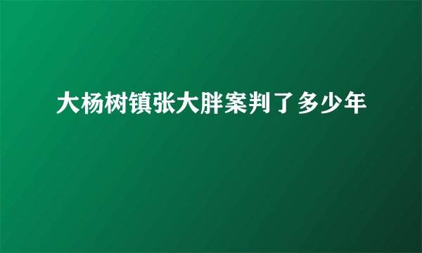 大杨树镇张大胖案判了多少年