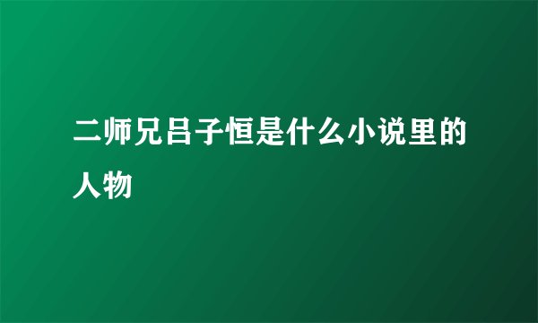二师兄吕子恒是什么小说里的人物