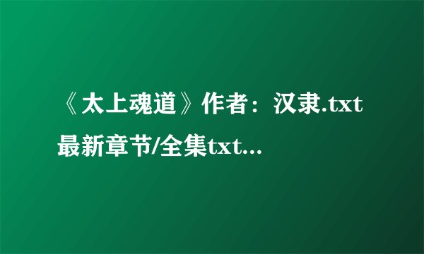 《太上魂道》作者：汉隶.txt最新章节/全集txt免费下载