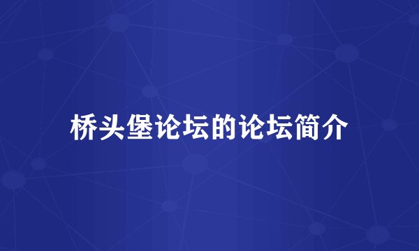 桥头堡论坛的论坛简介