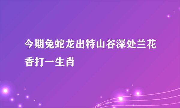 今期兔蛇龙出特山谷深处兰花香打一生肖