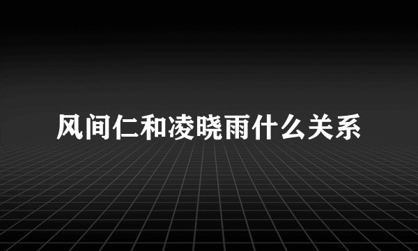 风间仁和凌晓雨什么关系