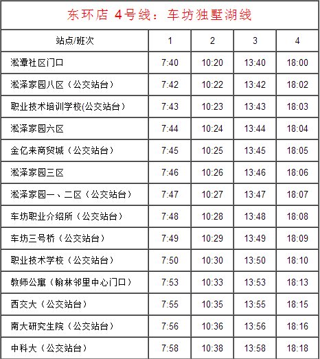 求苏州东环路大润发（前百润发）免费班车时间表