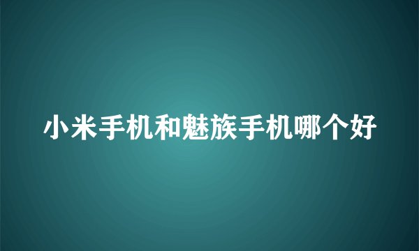 小米手机和魅族手机哪个好
