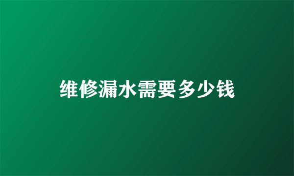 维修漏水需要多少钱