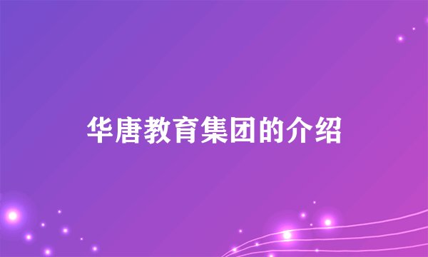华唐教育集团的介绍
