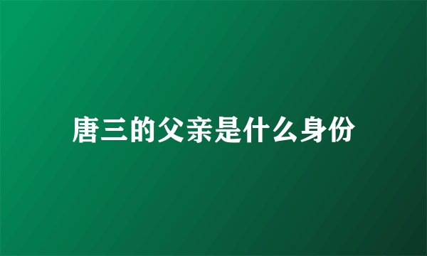 唐三的父亲是什么身份