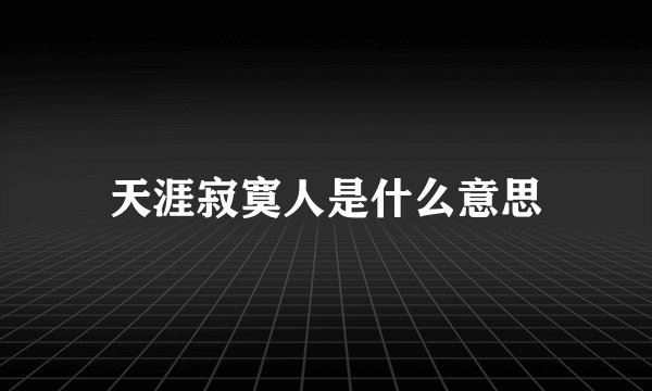 天涯寂寞人是什么意思