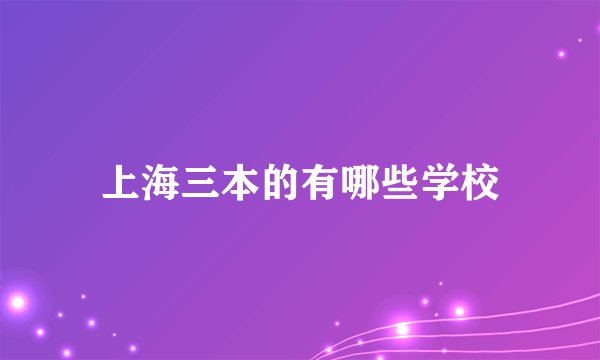 上海三本的有哪些学校