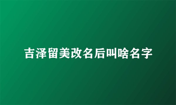 吉泽留美改名后叫啥名字
