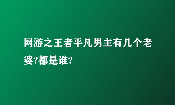 网游之王者平凡男主有几个老婆?都是谁?