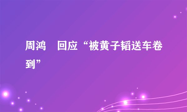 周鸿祎回应“被黄子韬送车卷到”