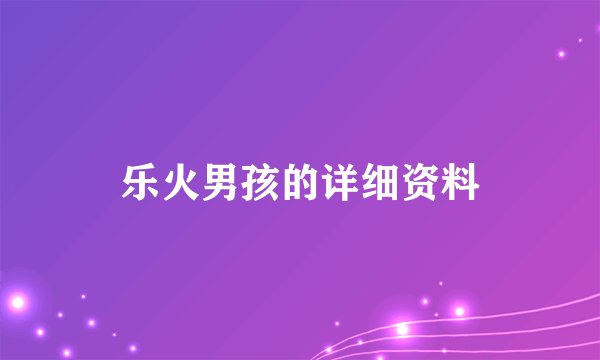 乐火男孩的详细资料