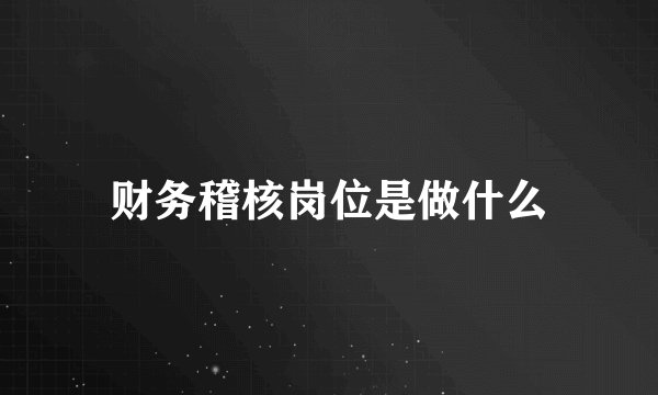 财务稽核岗位是做什么