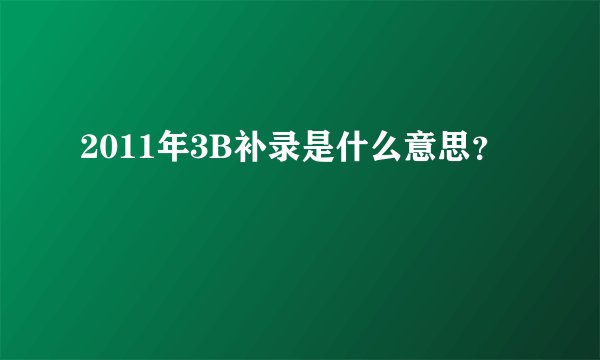 2011年3B补录是什么意思？