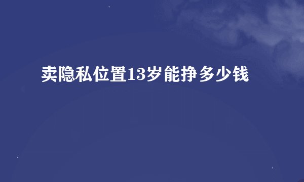卖隐私位置13岁能挣多少钱