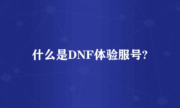 什么是DNF体验服号?