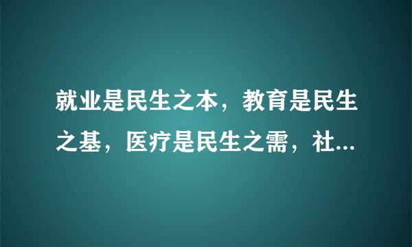 就业是民生之本，教育是民生之基，医疗是民生之需，社保是民生之依，分配是民生之源。出自哪里