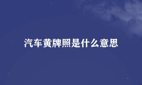 汽车黄牌照是什么意思