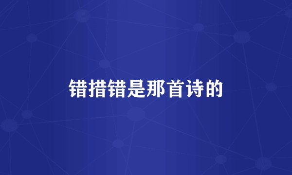 错措错是那首诗的