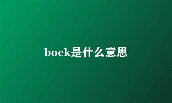 bock是什么意思