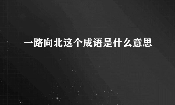 一路向北这个成语是什么意思