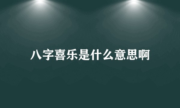 八字喜乐是什么意思啊