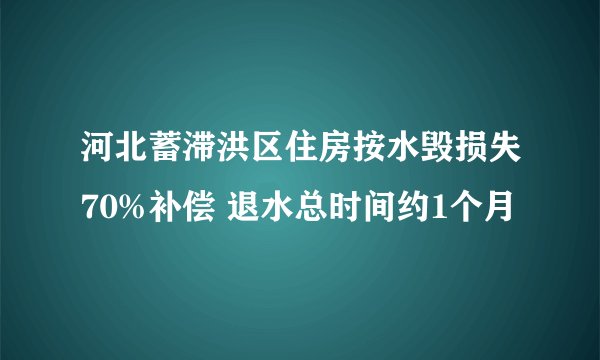 河北蓄滞洪区住房按水毁损失70%补偿 退水总时间约1个月