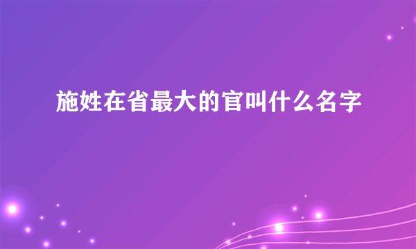 施姓在省最大的官叫什么名字