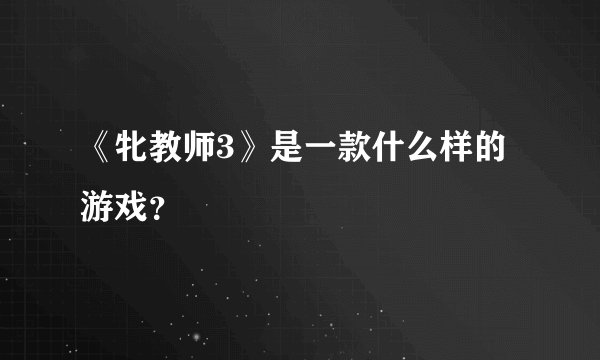 《牝教师3》是一款什么样的游戏？