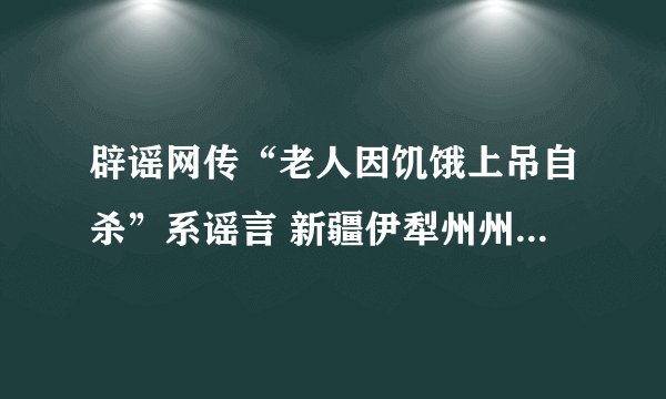辟谣网传“老人因饥饿上吊自杀”系谣言 新疆伊犁州州长回应网民关切