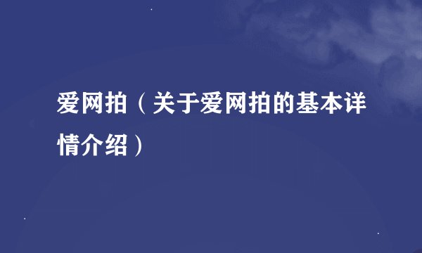 爱网拍（关于爱网拍的基本详情介绍）