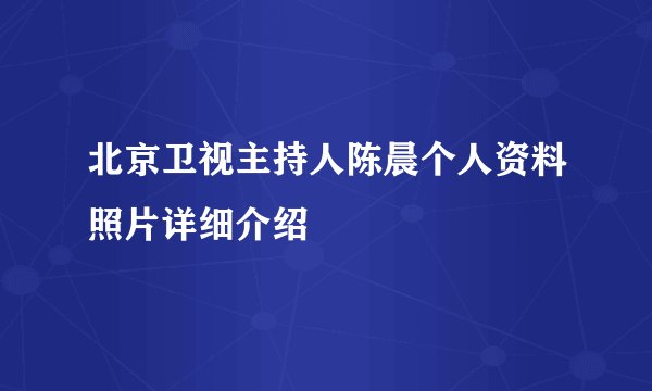 北京卫视主持人陈晨个人资料照片详细介绍
