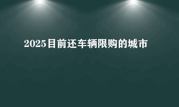 2025目前还车辆限购的城市
