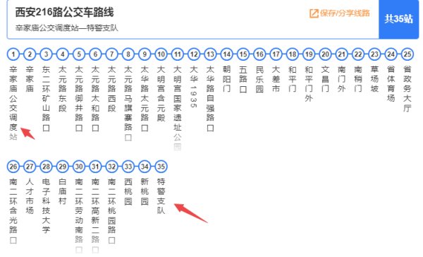 216路公交车路线时间表